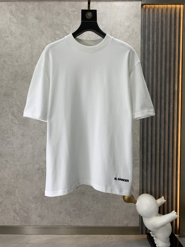 JIL Sander 2023 summer new drop-shoulder profile short-sleeved T-shirt, jacquard logo on the chassis, imported machine blessing, embroidery is exquisite and three-dimensional - Image 9