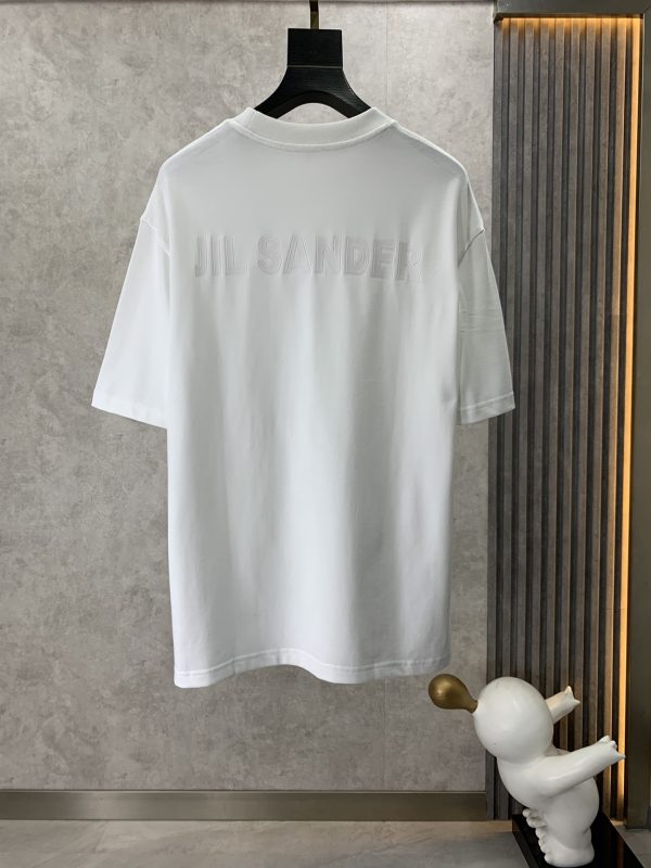 JIL Sander 2023 summer new drop-shoulder profile short-sleeved T-shirt, jacquard logo on the chassis, imported machine blessing, embroidery is exquisite and three-dimensional - Image 8