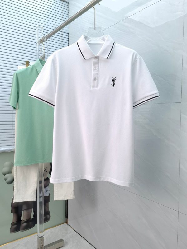 YSL Saint Laurent [small embroidery] 2023 summer men's new lapel short-sleeved POLO shirt