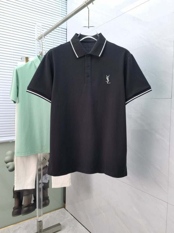YSL Saint Laurent [small embroidery] 2023 summer men's new lapel short-sleeved POLO shirt - Image 3