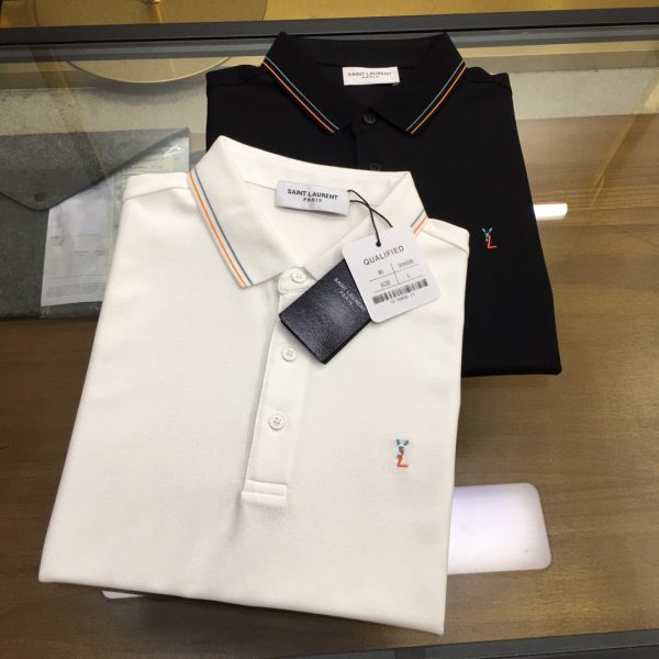 "YsL" ?2023 spring and summer counter fashion short-sleeved mercerized pearl cotton polo polo shirt