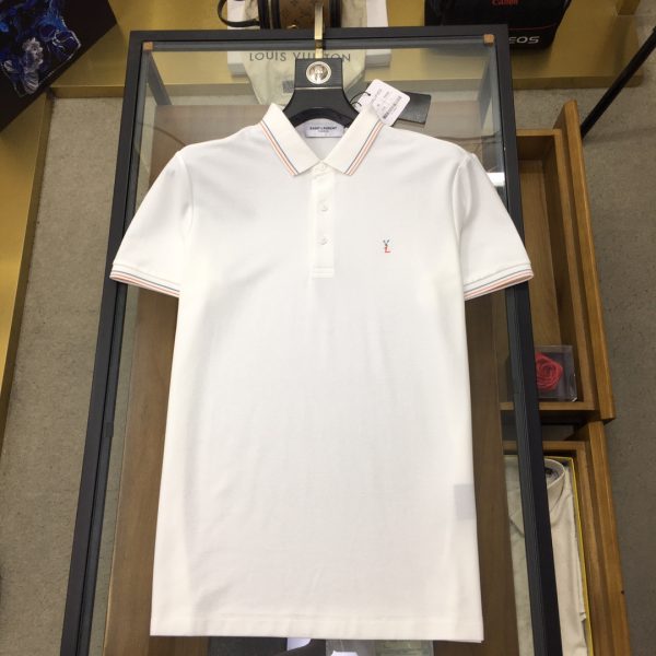 "YsL" ?2023 spring and summer counter fashion short-sleeved mercerized pearl cotton polo polo shirt - Image 3