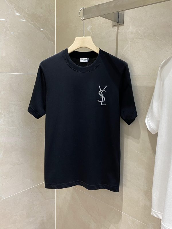 2023 summer new YSL classic embroidered logo short-sleeved T-shirt with new fashion charm, outstanding simple style, trendy and fashionable to show vitality. - Image 3