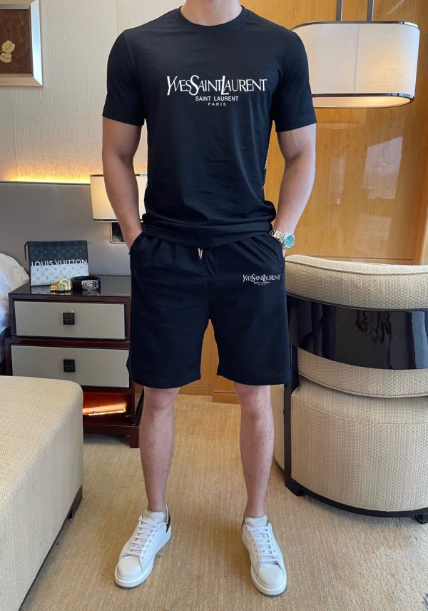YSL Saint Laurent] 2023 new men's short-sleeved shorts suit! Simultaneous sales on the official website! High-end version on the market