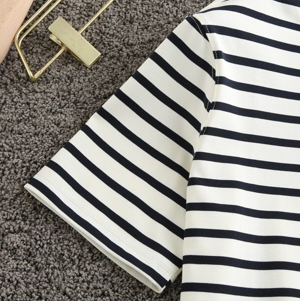 2023 summer round neck new 56032# YSL Saint Laurent men's T-shirt letter embroidery stripes exclusive custom imported cotton fabric - Image 7
