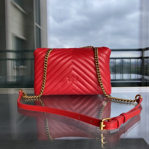 Pinko Ladies Classic Love Shoulder Bag FARFETCH Red - Image 3