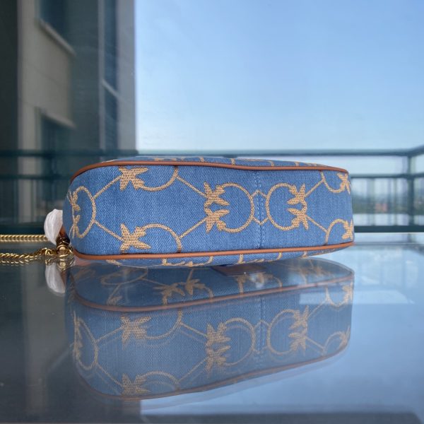 Pinko Swallow Bag 2022 Spring And Summer New Denim Underarm Saddle Bag One Shoulder Diagonal Chain Bag - Image 7