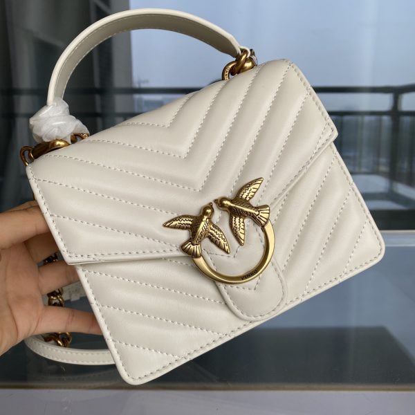 Pinko Swallow Bag 2022 Spring And Summer New Sheepskin Quilted Small Square Bag Portable Shoulder Messenger Bag - Image 6