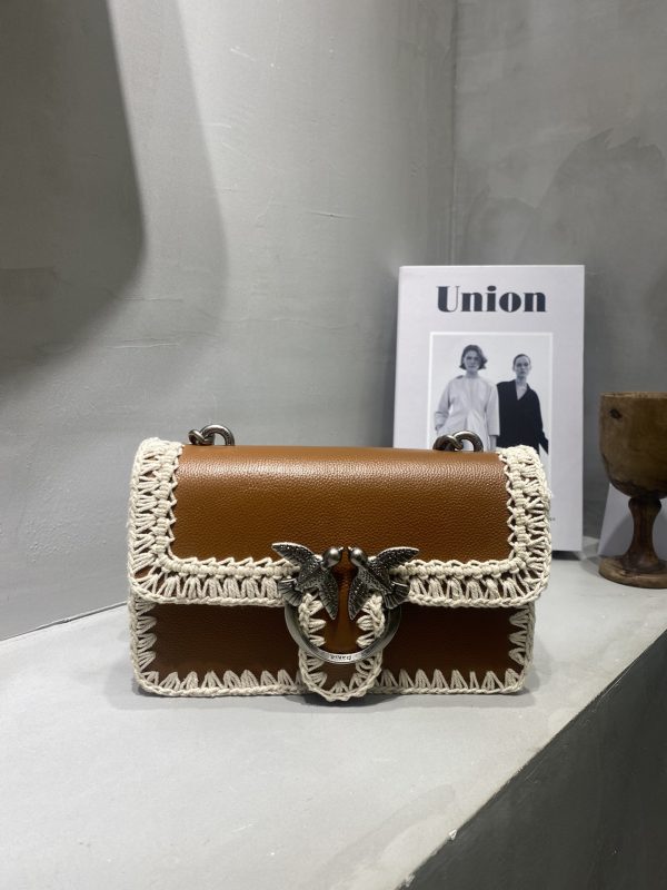 Celebrities with the same style PINKO spring and summer new woven mini bird swallow bag 1P222DY6XY B
