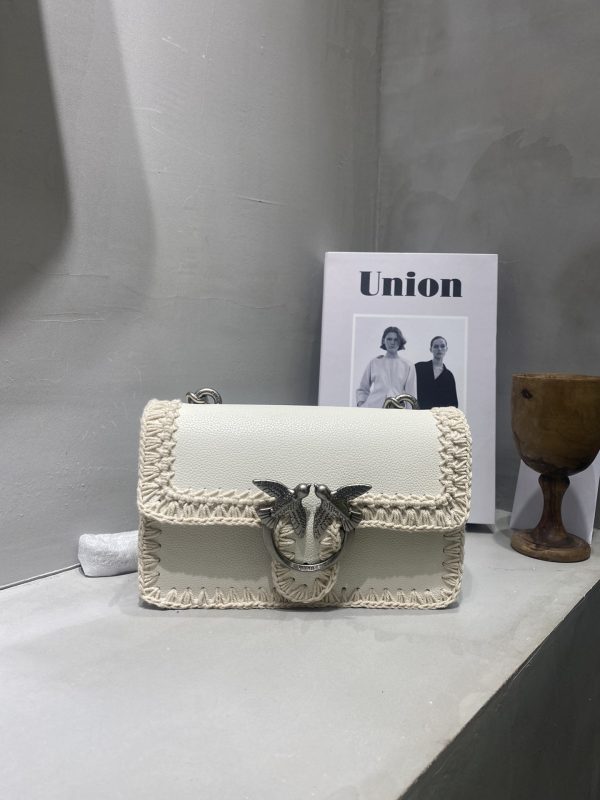 Celebrities with the same style PINKO spring and summer new woven mini bird swallow bag 1P222DY6XY C