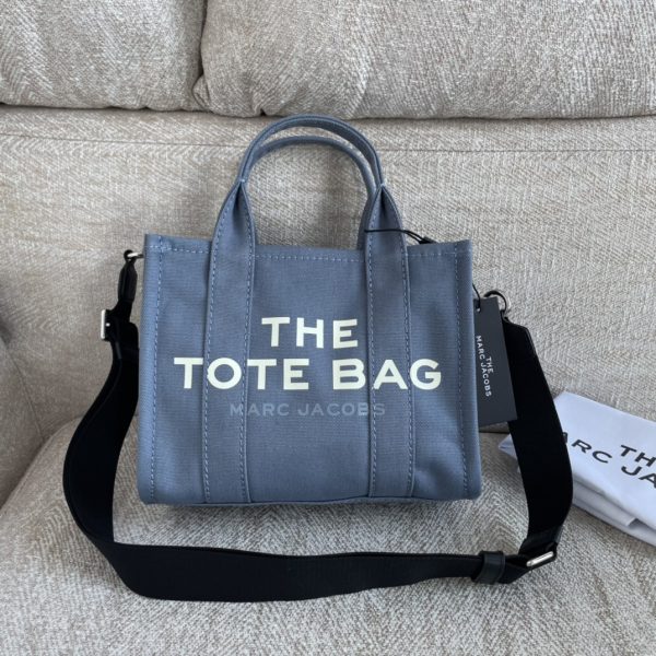 Marc Jacobs Canvas Shopping Bag New Style With Long Shoulder Strap Detachable Adjustable Fashion Simple Dust Bag Blue