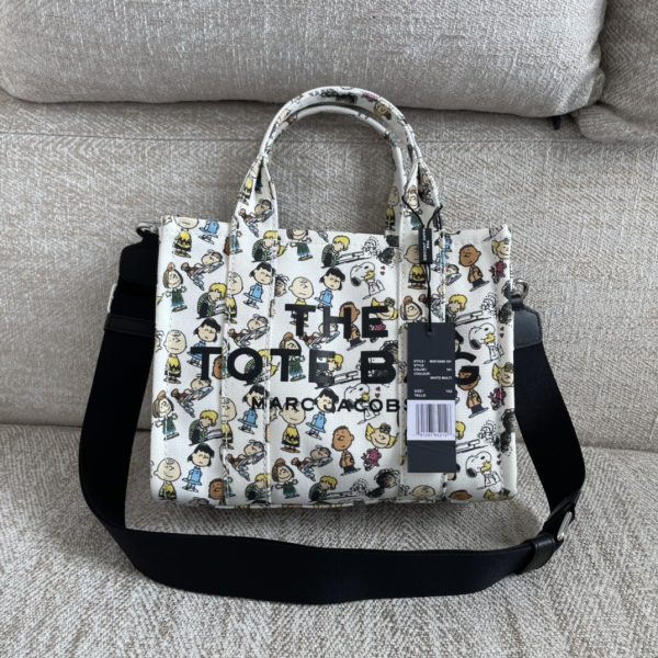 Marc Jacobs Canvas Shopping Bag New Style With Long Shoulder Strap Detachable Adjustable Fashion Simple Dust Bag E