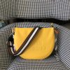 Marc Jacobs Crossbody Bag In Calfskin With Wide Fabric Shoulder Strap Navy Yellow