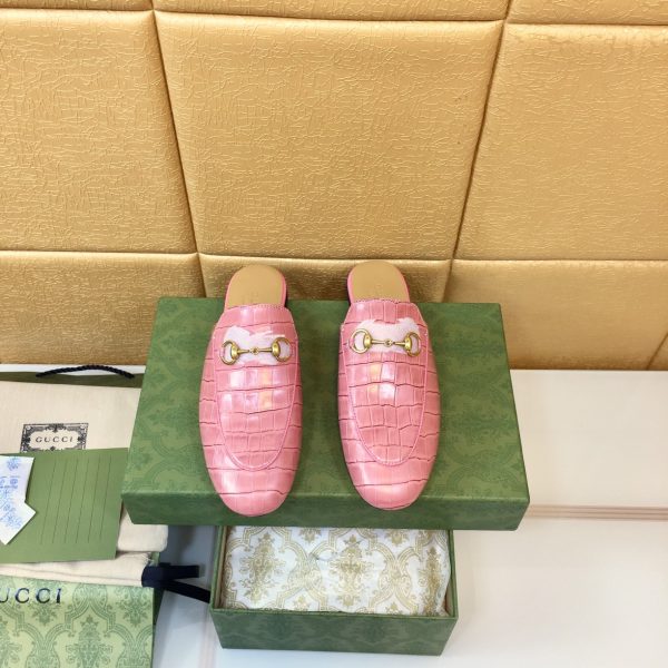 GUCCI classic flat shoes mules slippers half slippers pink