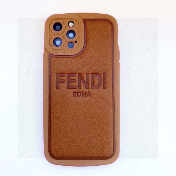 FENDI embossed leather all-inclusive mobile phone case Fendi small flower lens protection, all-inclusive TPU material