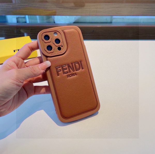 FENDI embossed leather all-inclusive mobile phone case Fendi small flower lens protection, all-inclusive TPU material - Image 4