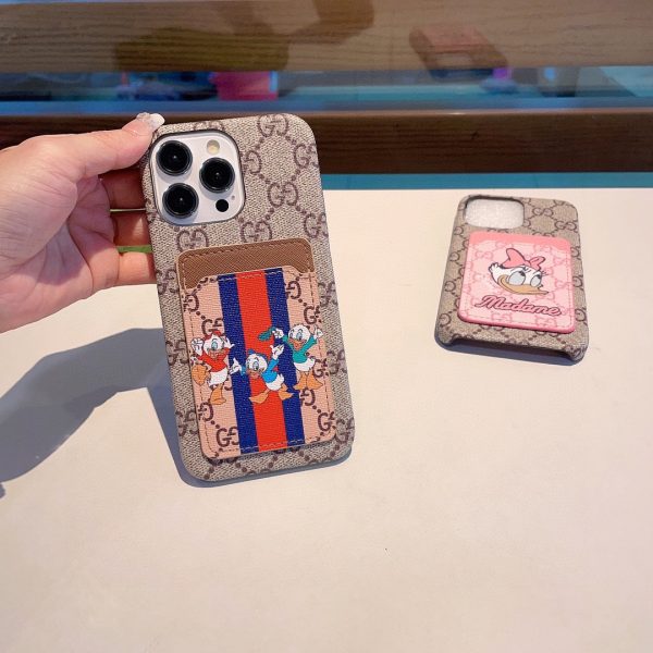 Gucci Disney Donald Duck cartoon print card bag mobile phone case pc sticker card bag