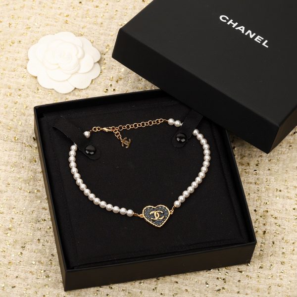 Chanel Denim love pearl choker necklace 24 spring summer latest