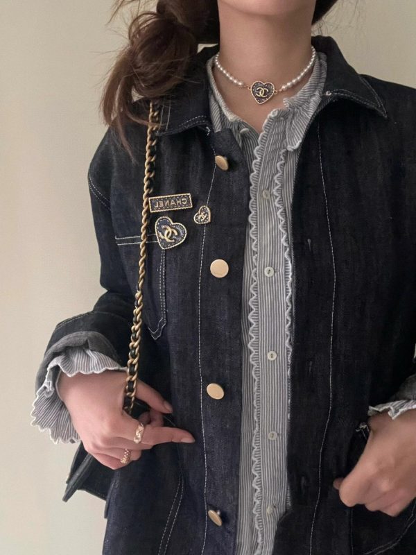 Chanel Denim love pearl choker necklace 24 spring summer latest - Image 7