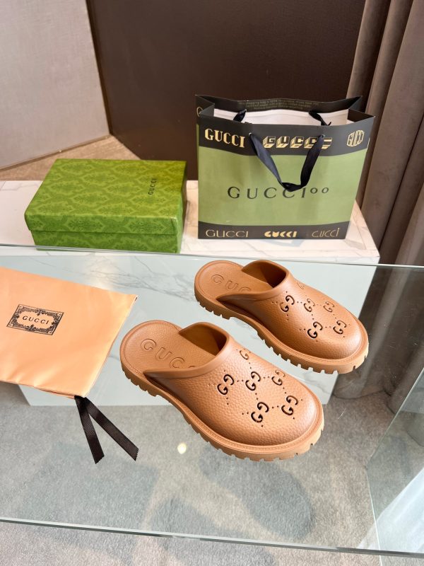 Gucci GG Slides perforated carved shoes A - Image 4