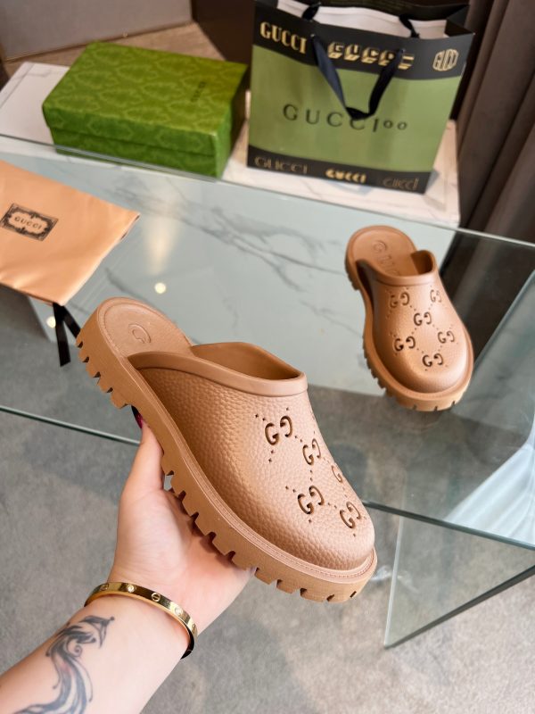 Gucci GG Slides perforated carved shoes A - Image 5
