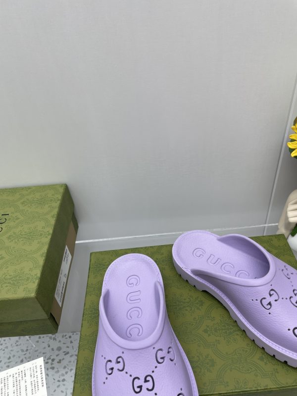 Gucci GG Slides Cave Slippers are versatile couple slippers purple - Image 6