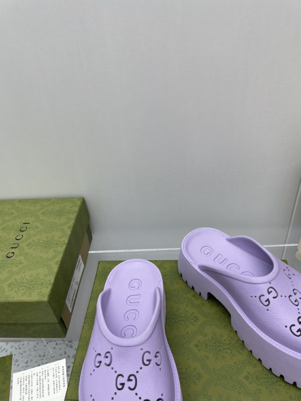 Gucci GG Slides perforated carved shoes purple - Image 6