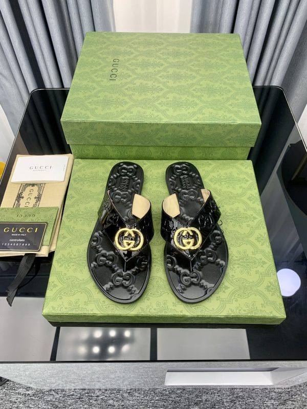 Gucci Vintage Classics Hit T-Shaped Flat Flip-Flops Beach Slippers F