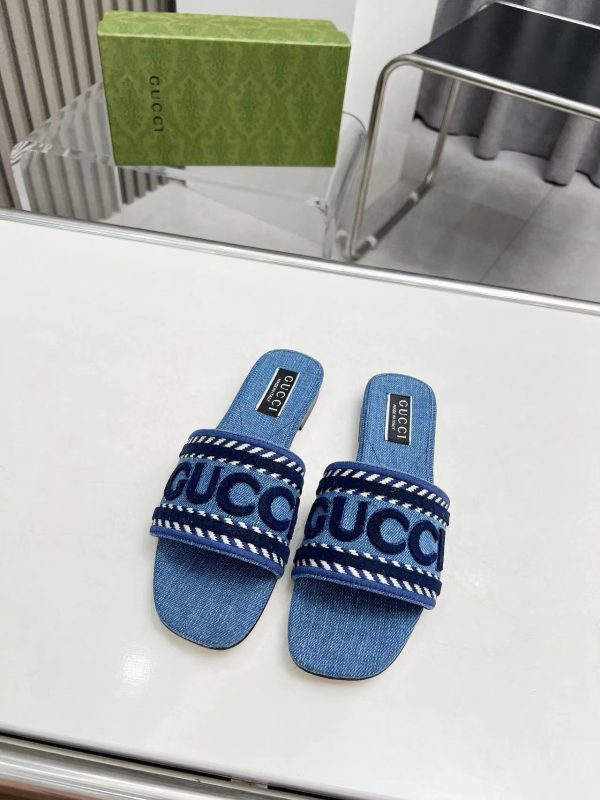 Gucci's latest premium denim slippers blue 19812一18