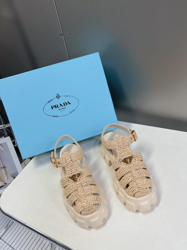 Prada Pradalafi raffia Roman sandals B