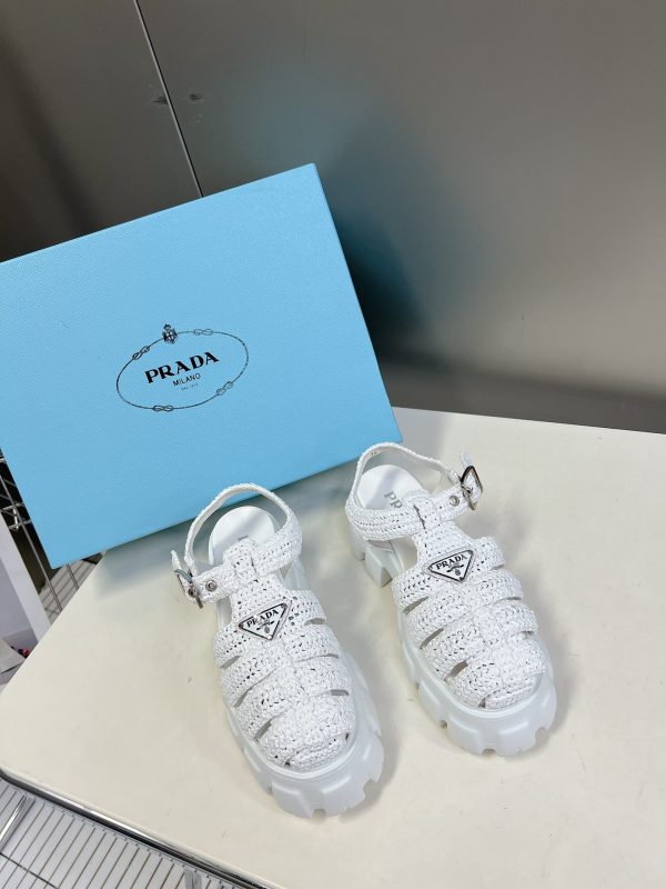 Prada Pradalafi raffia Roman sandals C