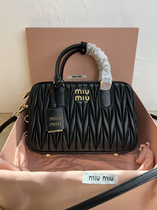 MiuMiu new too pretty bowling handbag black 5BB124
