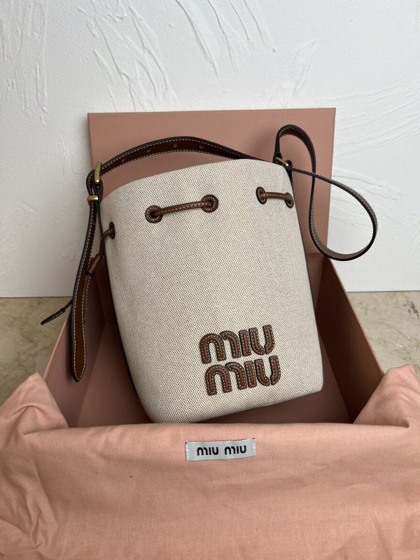 MiuMiu new denim bucket bag white 5BE090