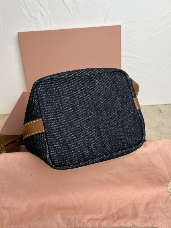 MiuMiu new denim bucket bag black 5BE090 - Image 9