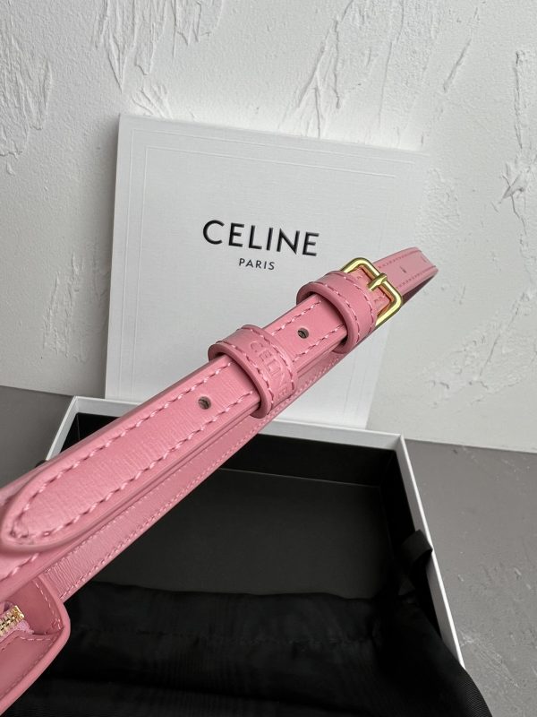 CELINE 2024 New TILLY Medium Shiny Calfskin Handbag pink - Image 5