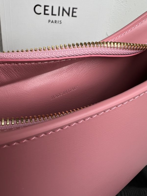 CELINE 2024 New TILLY Medium Shiny Calfskin Handbag pink - Image 7