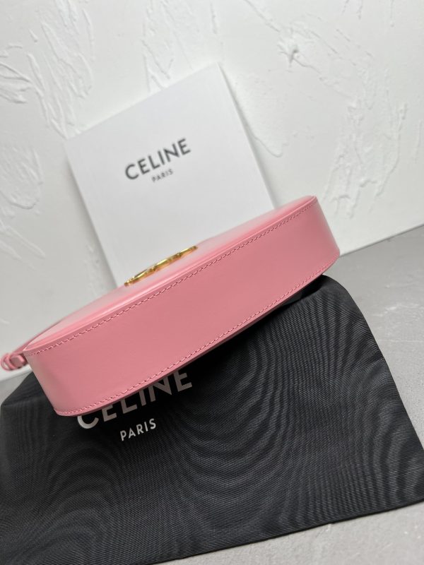 CELINE 2024 New TILLY Medium Shiny Calfskin Handbag pink - Image 9