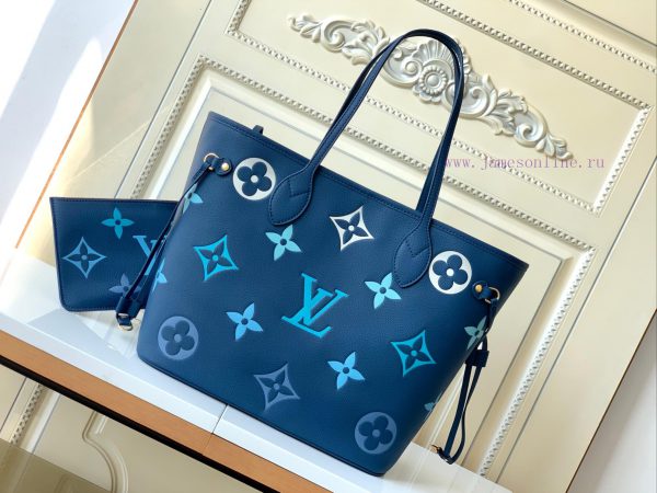 The M46516 yellow 46514 blueprint Neverfull medium-sized handbag is made of Monogram Emprein 7qvpuch6