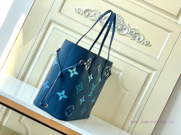 The M46516 yellow 46514 blueprint Neverfull medium-sized handbag is made of Monogram Emprein 7qvpuch6 - Image 3
