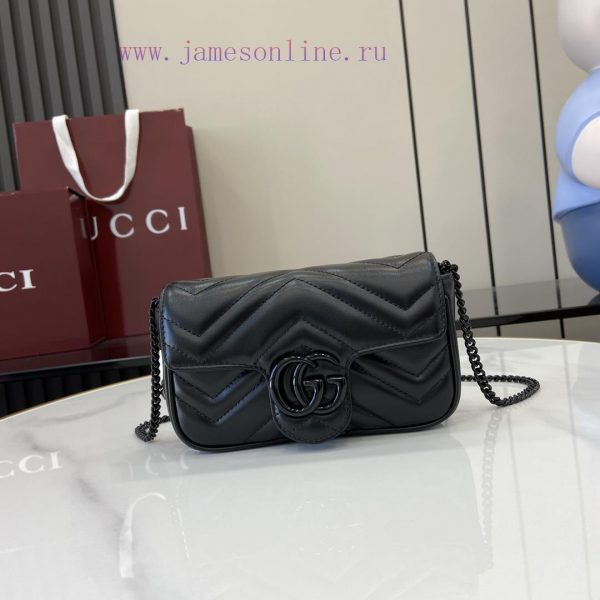 Gucci The new GG Marmont series ultra mini handbag is made of black quilted V-shaped leather ydn4yahw