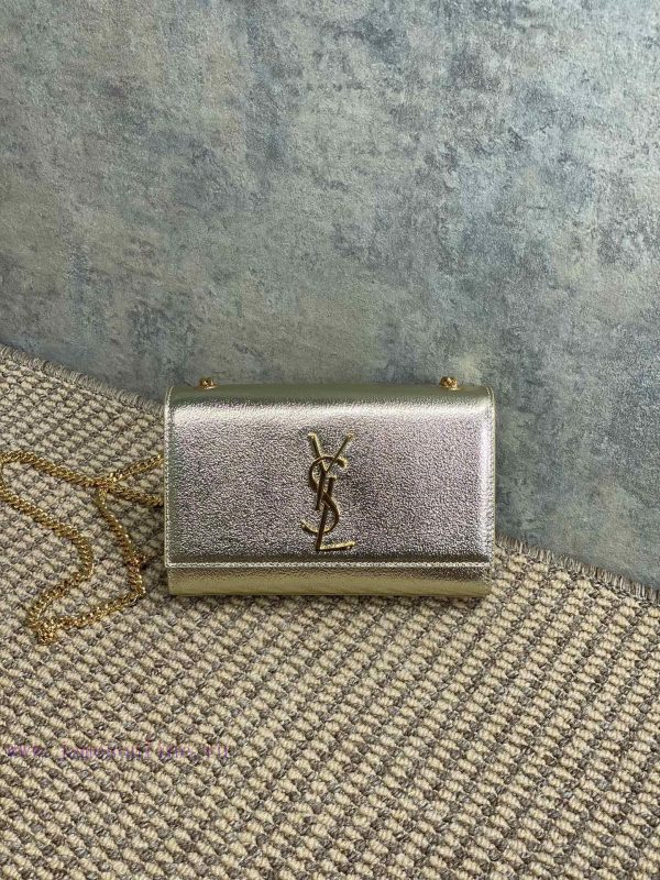 Saint Laurent YSL KATE Diamond patterned Gold Sparkling Eternal Classic Hand Essential Iconi ee59k1x7