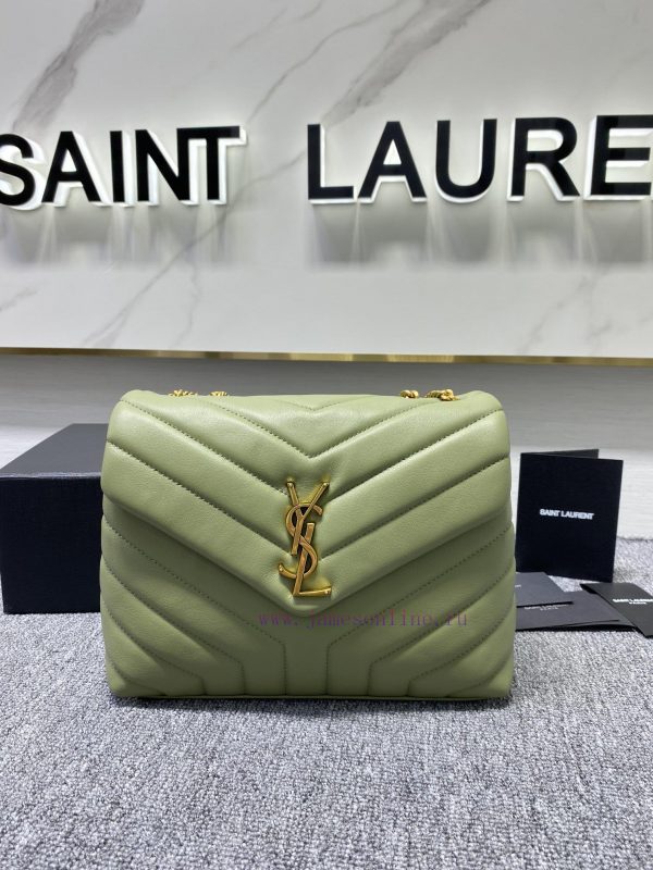 Avocado green ?YSL small long envelope shoulder bag with classic soft design, front flip cov ozfgvxxc