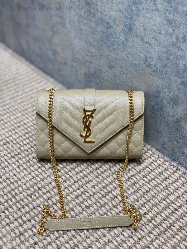 Ysl's new genuine leather ball patterned small envelope bag is carefully made of quilted tex iliosl7y