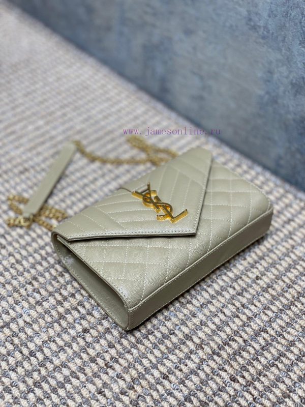 Ysl's new genuine leather ball patterned small envelope bag is carefully made of quilted tex iliosl7y - Image 5