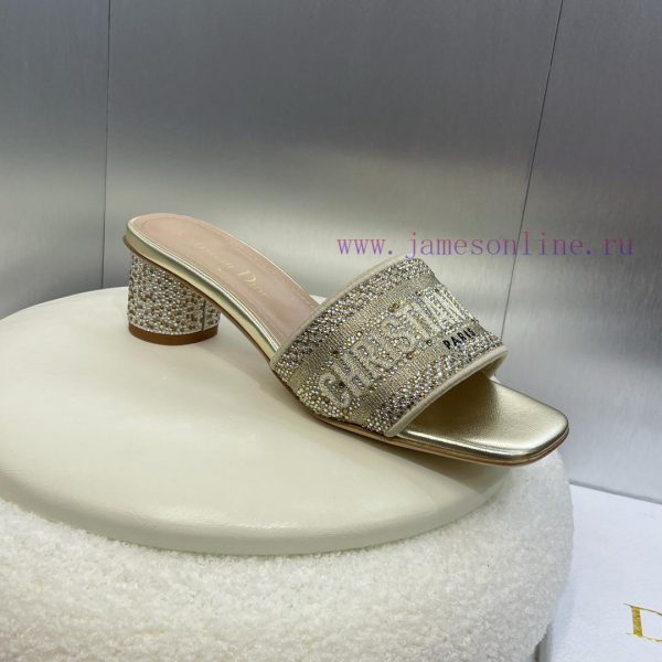 Dior 2024 DWAY Spring/Summer New One Word Drag Color blocked Hot Diamond Women's Shoes CD Lejlvyyn11 - Image 6