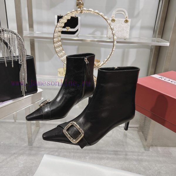 ????????? * 24 New RV Women's Shoes Viv Choc Metal Buckle Thin Heel Short Boots RV's new boo57irajdt - Image 4
