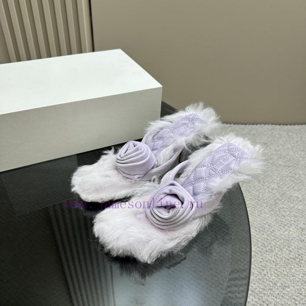 BURBERRY new wool mop heelVelvet flannel sheepskin sandals,The iconic large velvet rose decovtlaj3lc