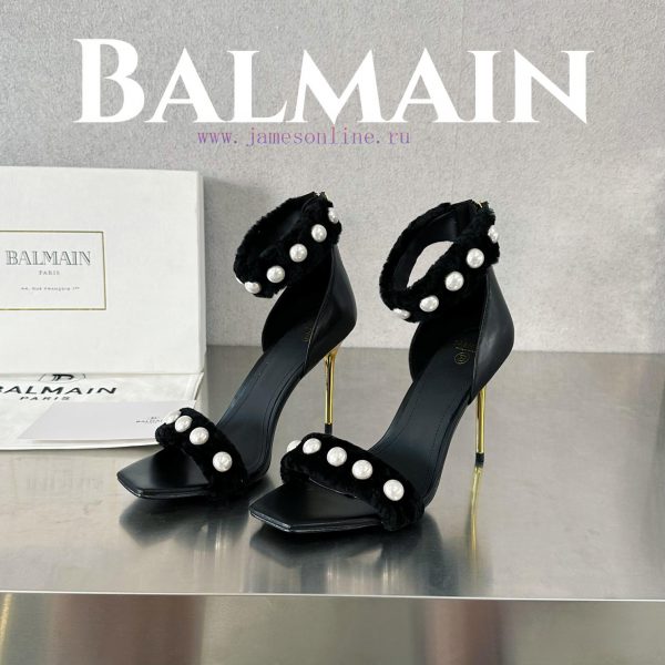 BalmainBalmain???????First release Uma lambhair pearl high-heeled sandals for spring and sumx7gun2jj - Image 4