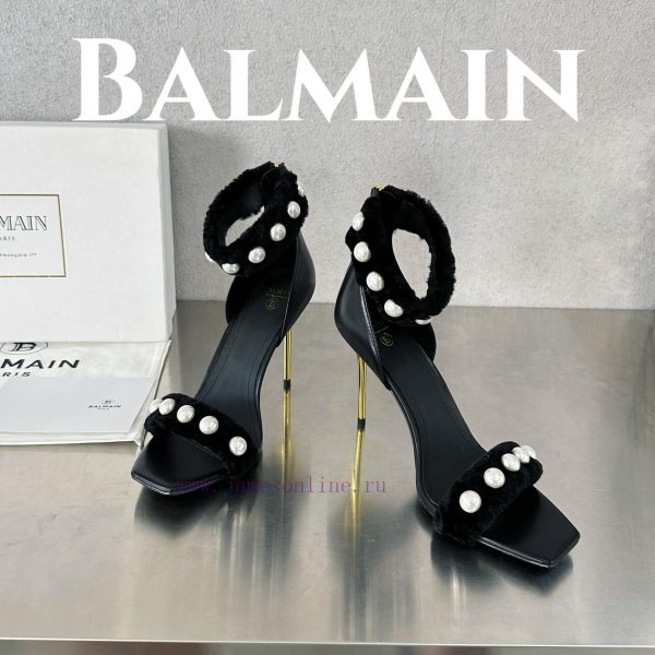 BalmainBalmain???????First release Uma lambhair pearl high-heeled sandals for spring and sumx7gun2jj - Image 5