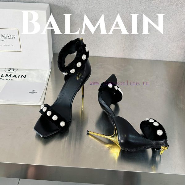 BalmainBalmain???????First release Uma lambhair pearl high-heeled sandals for spring and sumx7gun2jj - Image 6